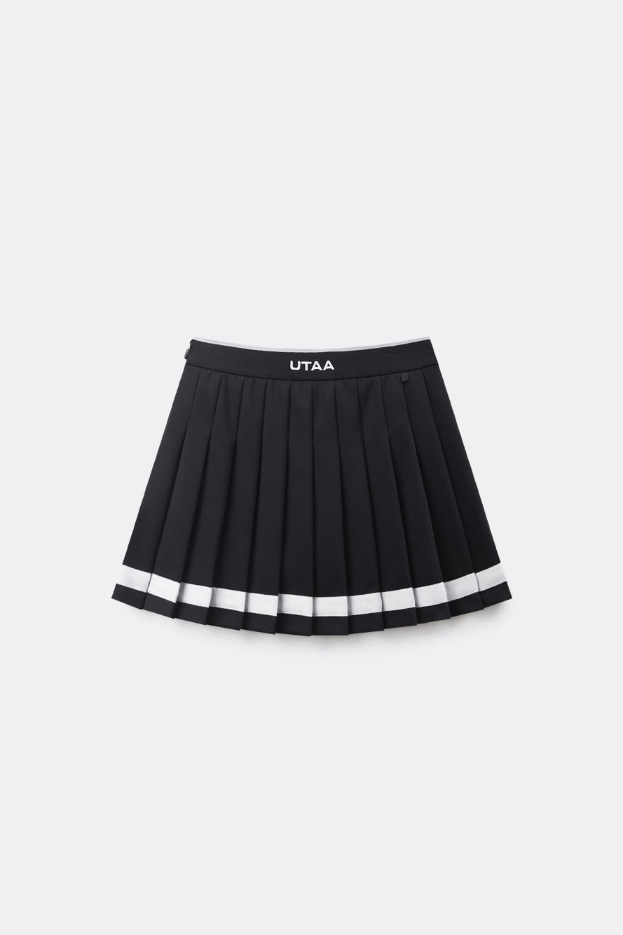 UTAA グレイッシュデュアルラインプリーツスカート ブラック