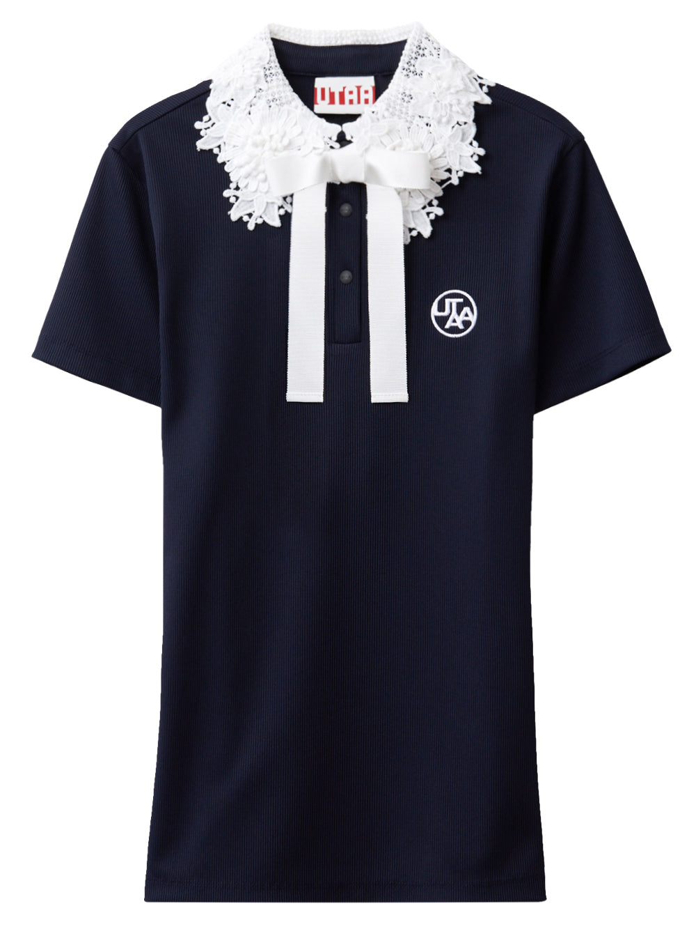UTAA ノートルダムフラワーレースTシャツ ダークネイビー:レディース