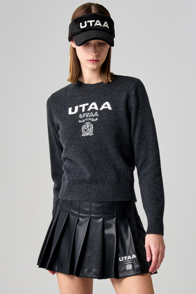 UTAA キングダムロゴウールブレンデッドニットプルオーバー クールグレー:レディース