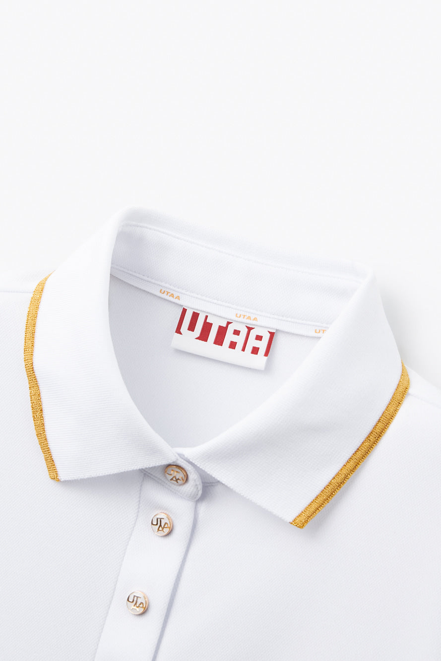 UTAA クレストゴールデンエンブレムPK Tシャツ ホワイト:レディース