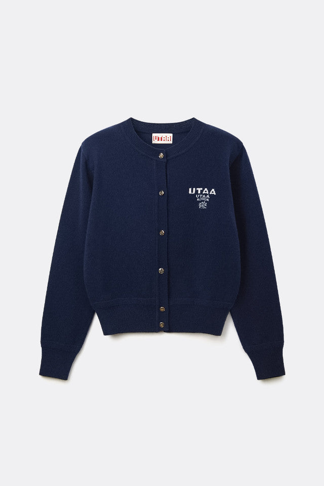UTAA ローレルシンボルカシミヤブレンドニットカーディガン ネイビー:レディース