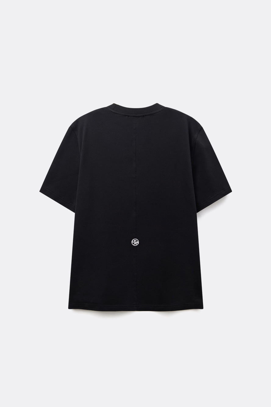UTAA シリアルロゴクルーネックTシャツ ブラック:レディース
