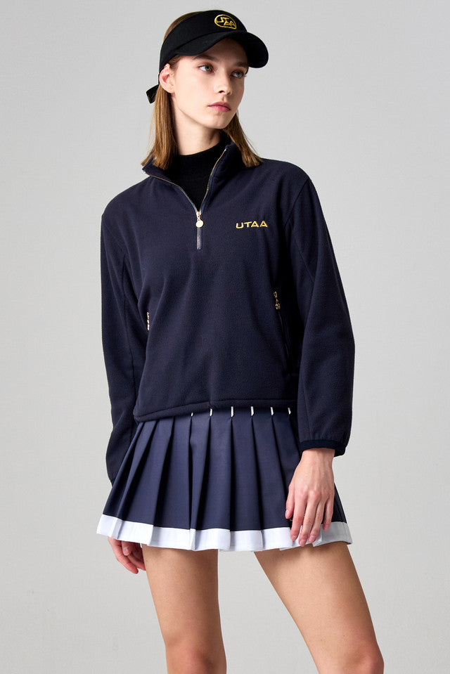 UTAA ルシッドカラーボールドテーププリーツスカート ネイビー:レディース