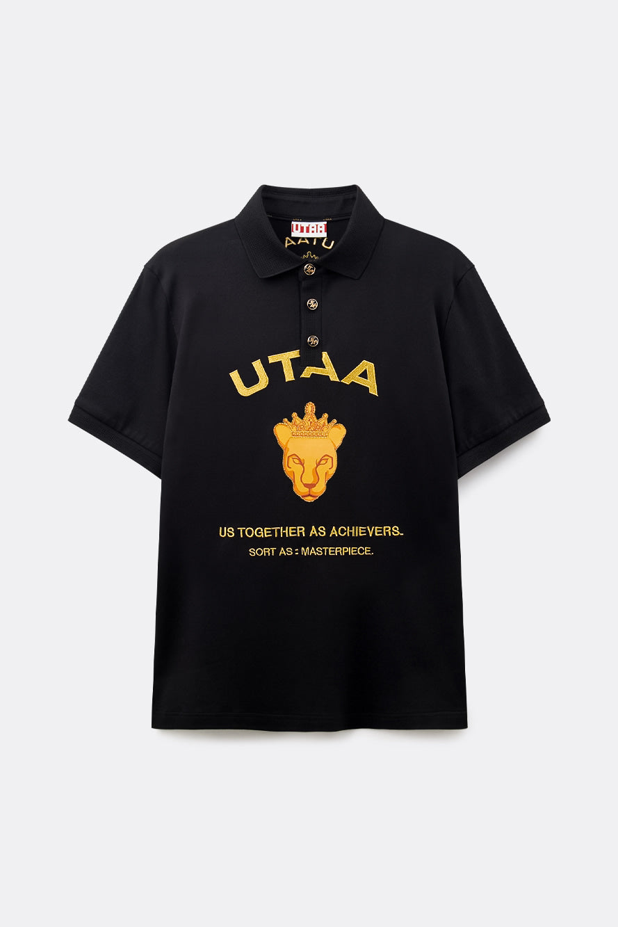 UTAA プリズムゴールデンパンサーPKシャツ ブラック:メンズ