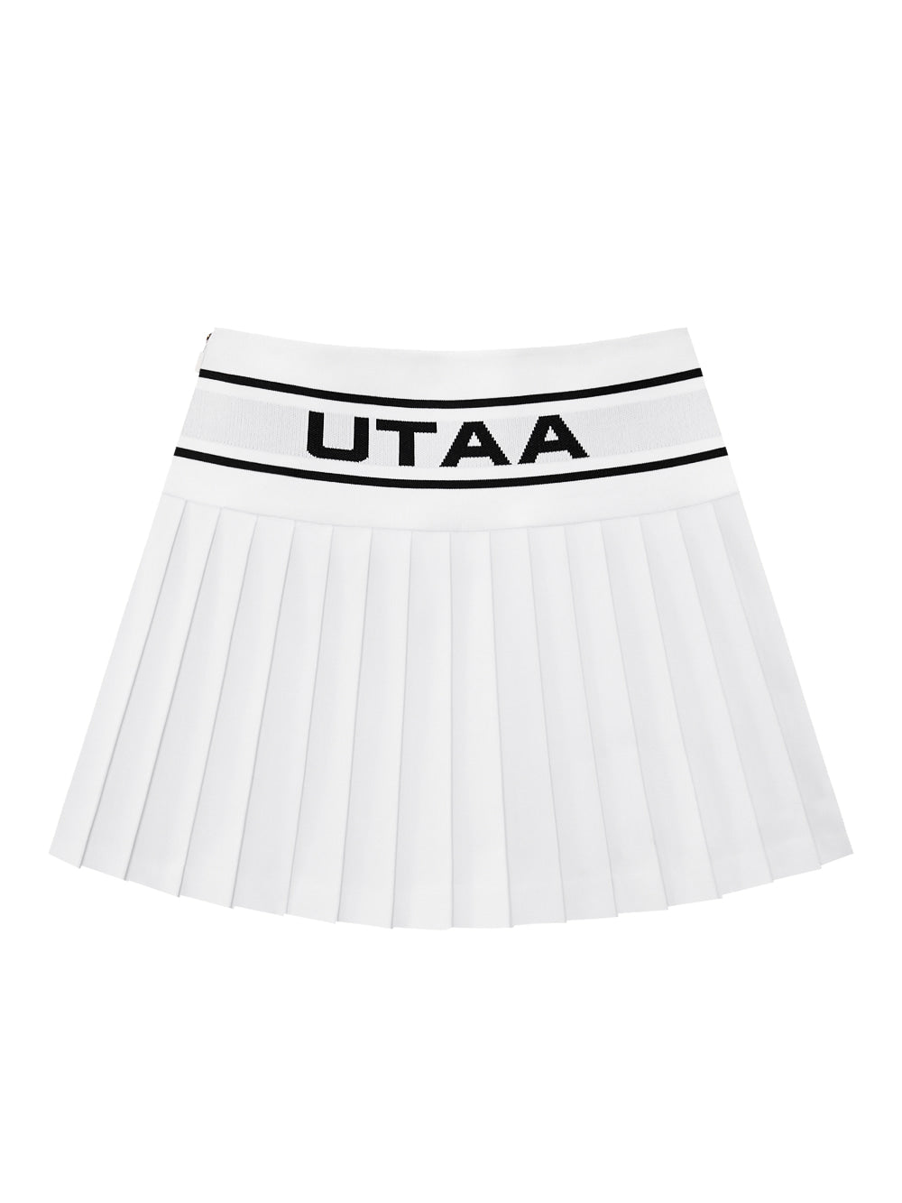 UTAA ニットミックスストレッチロゴプリーツスカート ホワイト