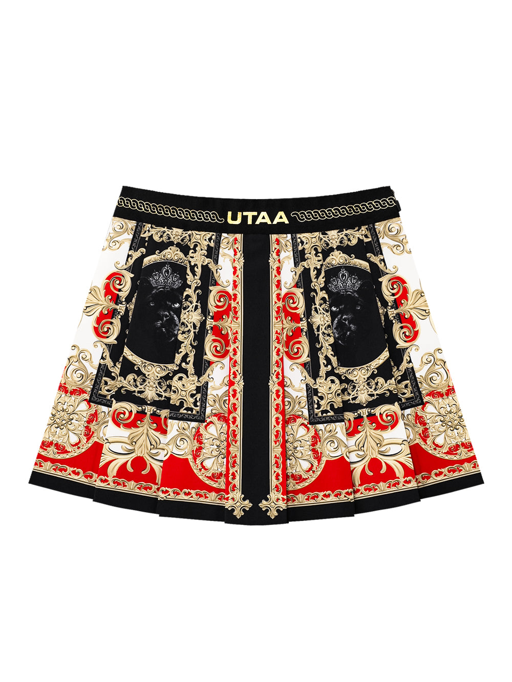 UTAA ゴールデンバロックショートプリーツスカート レッド