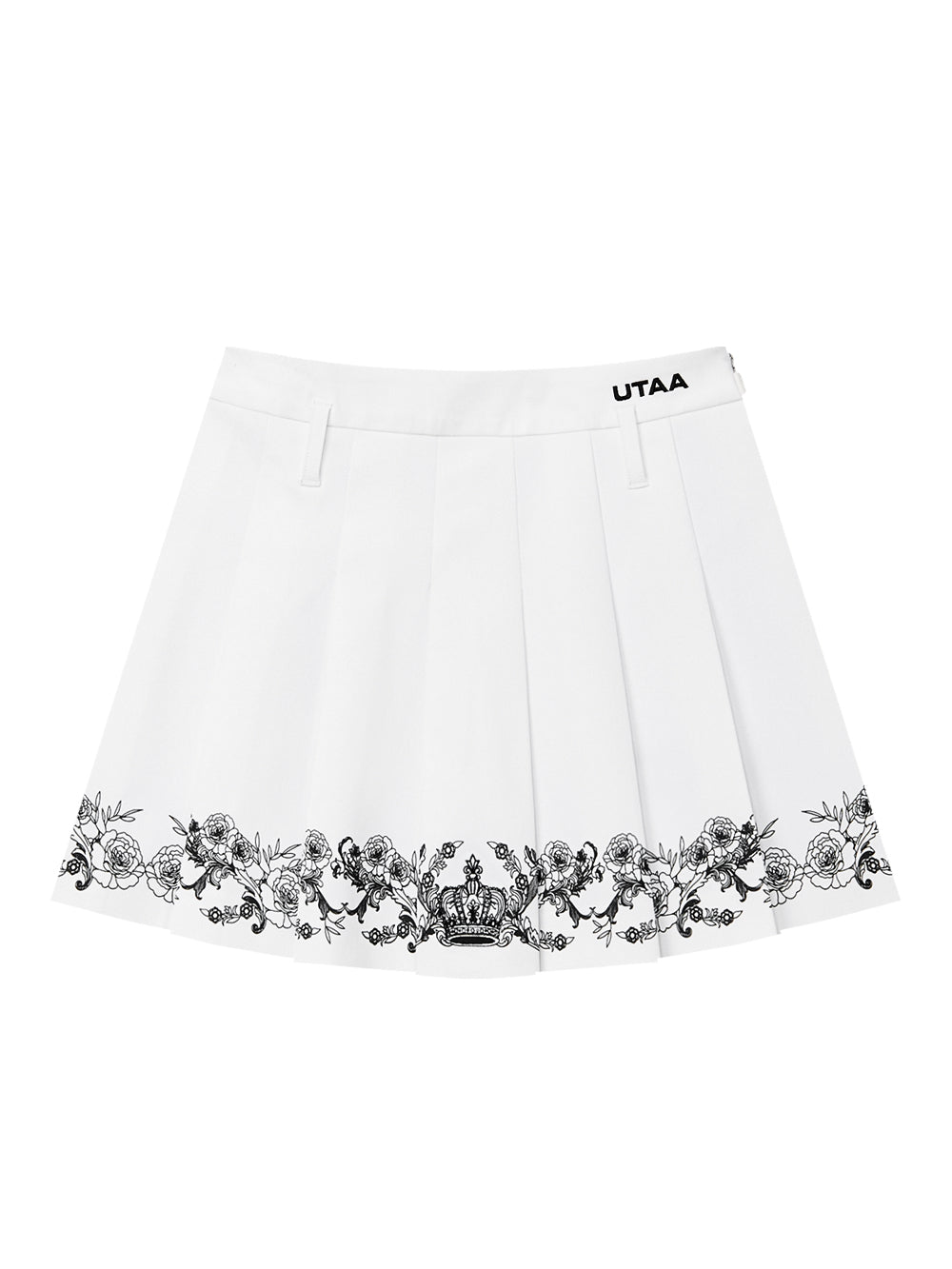 UTAA チャプレットグラフィックプリーツスカート ホワイト