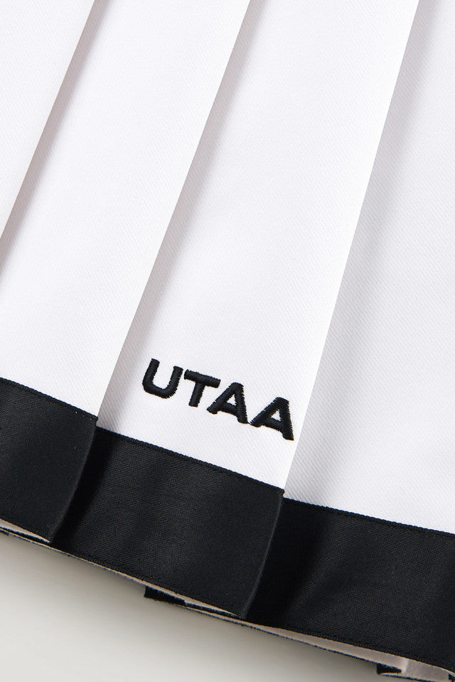 UTAA ルシッドカラーボールドテーププリーツスカート ホワイト:レディース