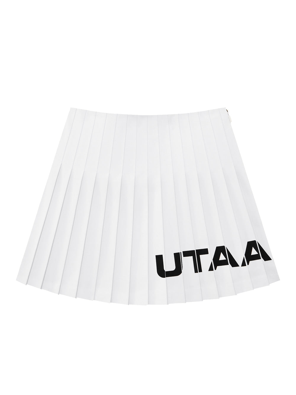 UTAA ニットミックスストレッチロゴプリーツスカート ホワイト