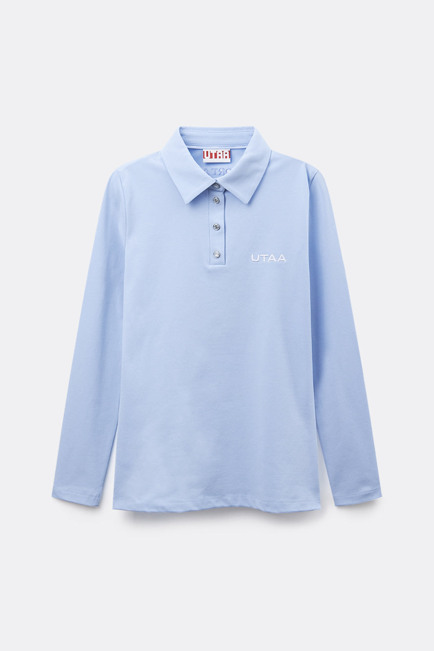 UTAA クラウディカラーロゴPKスリーブ スカイブルー:メンズ