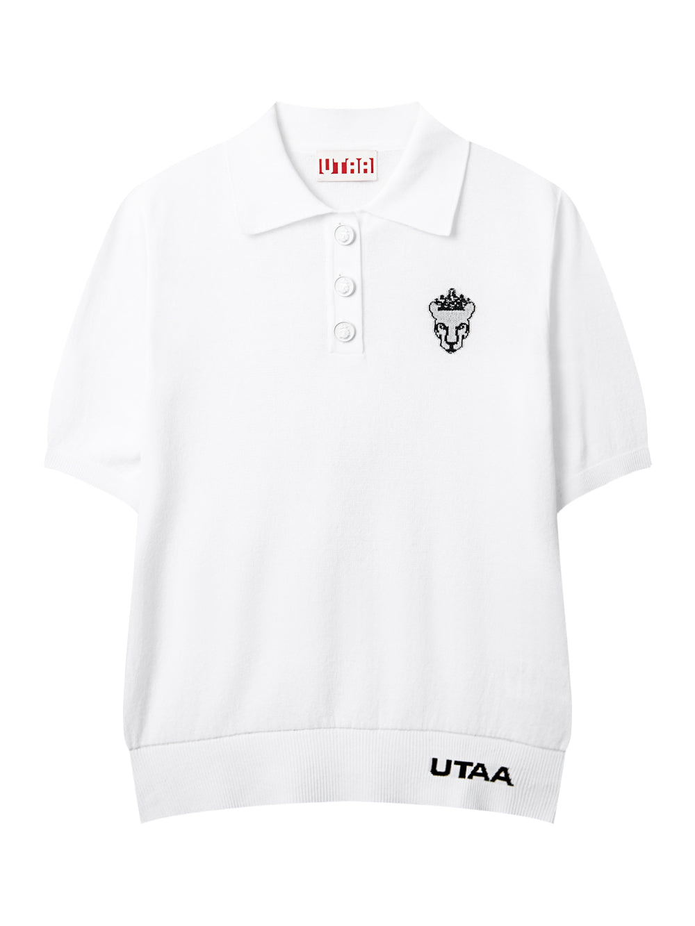 UTAA クラウンパンサーワッペンクラシカルPKニット ホワイト:メンズ