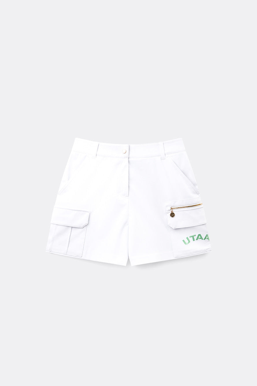 UTAA プリズムゴールデンパンサーアウトポケットショートパンツ ホワイト:レディース