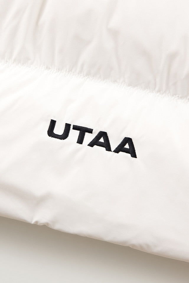 UTAA クラウドニットフードレイヤードダウンベスト ホワイト:レディース