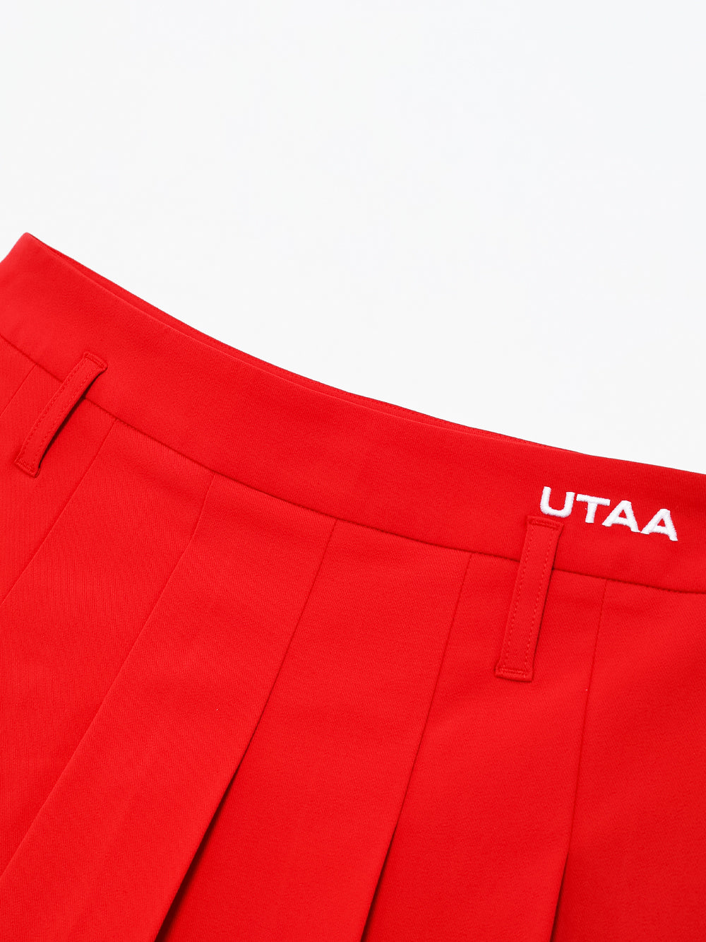 UTAA チャプレットグラフィックプリーツスカート レッド