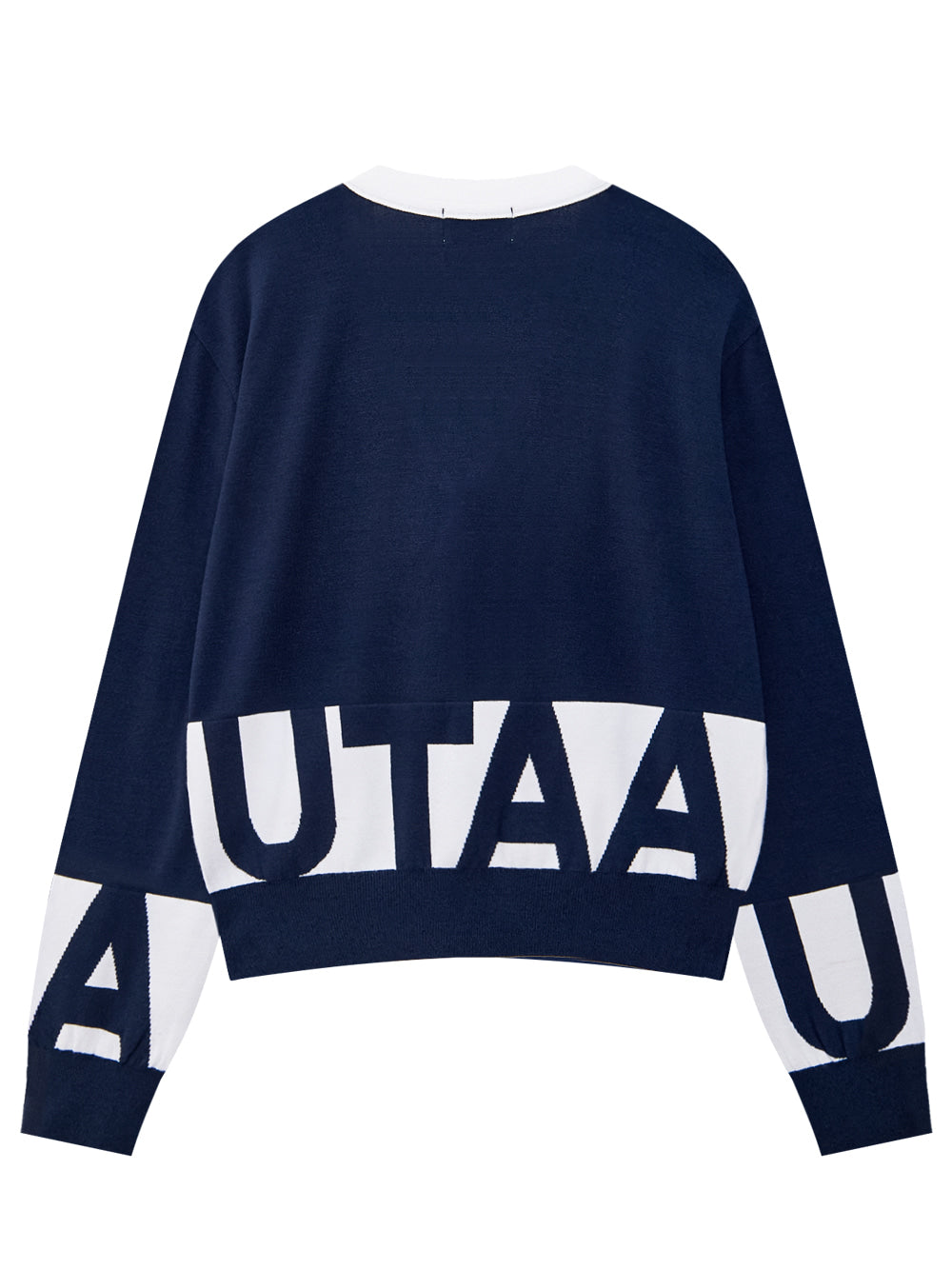 UTAA シグナルブロックロゴカラーニットカーディガン ネイビー:レディース