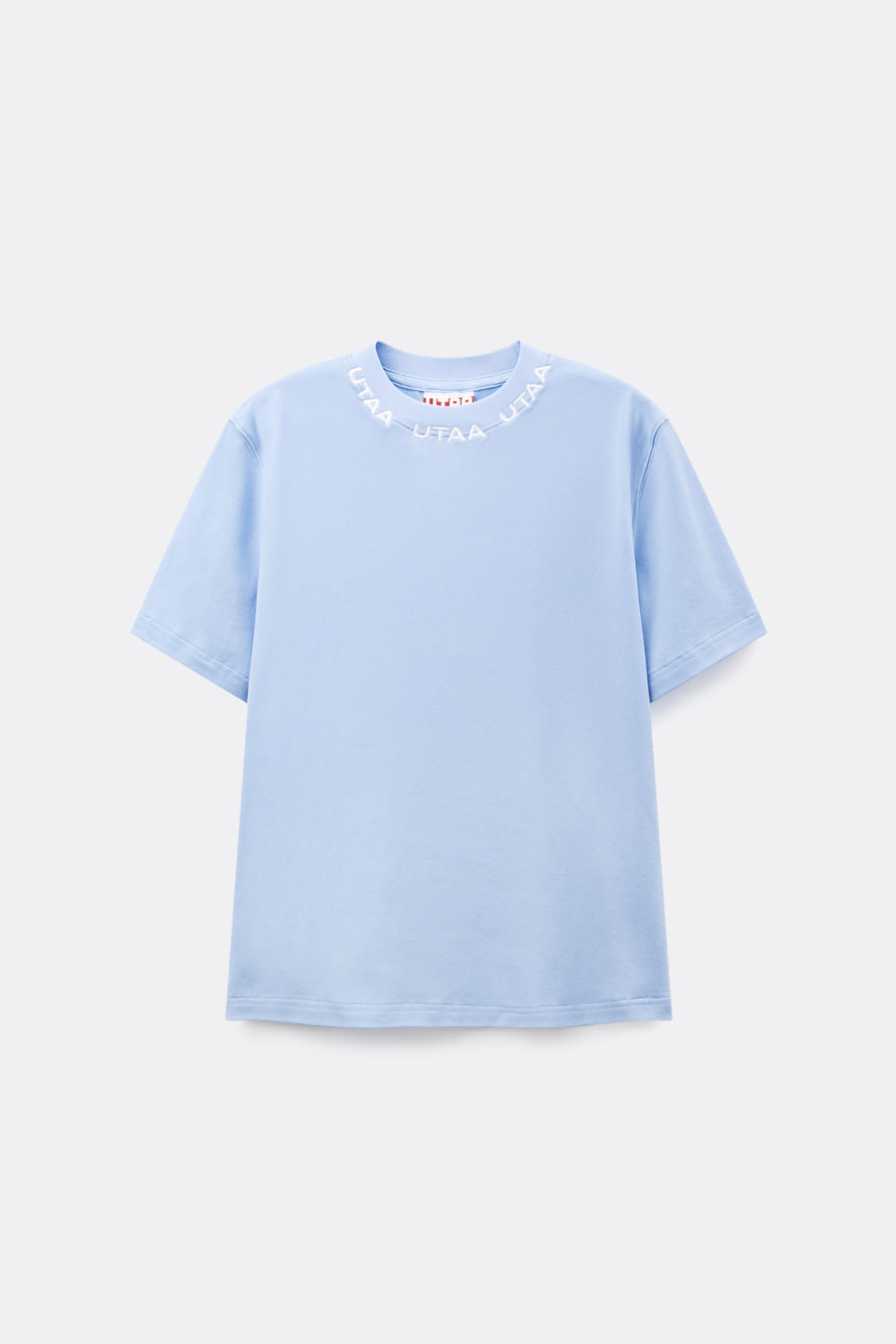 UTAA シリアルロゴクルーネックTシャツ スカイブルー:レディース