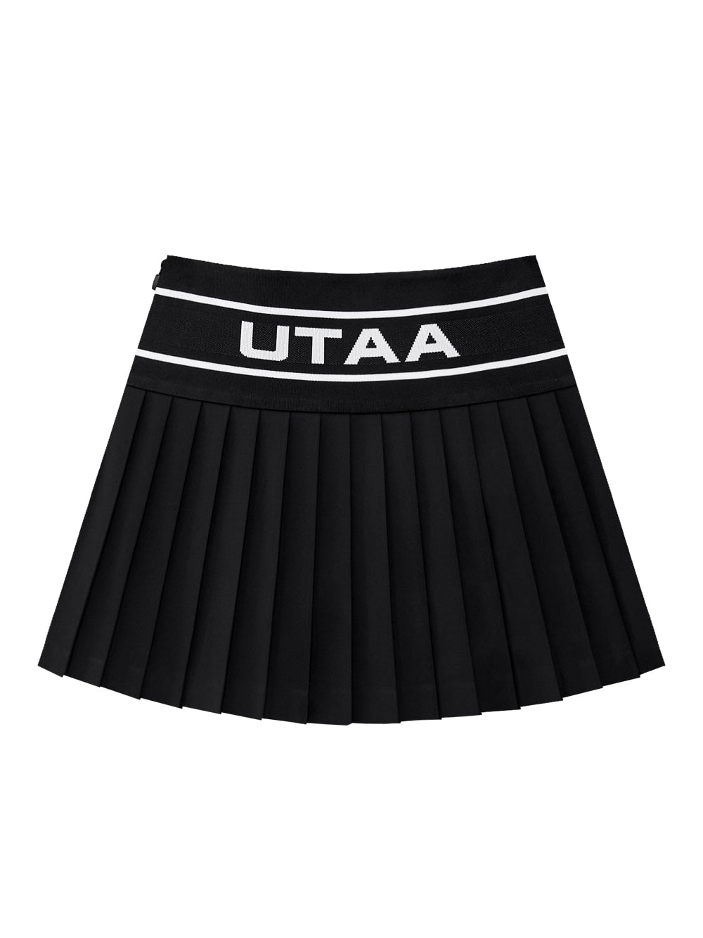 UTAA ニットミックスストレッチロゴプリーツスカート ブラック