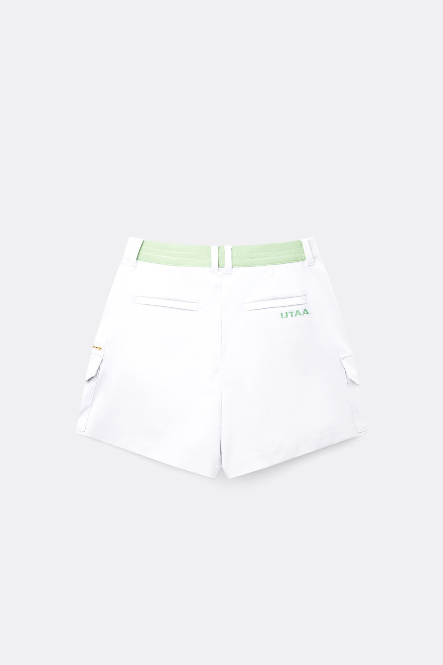 UTAA プリズムゴールデンパンサーアウトポケットショートパンツ ホワイト:レディース