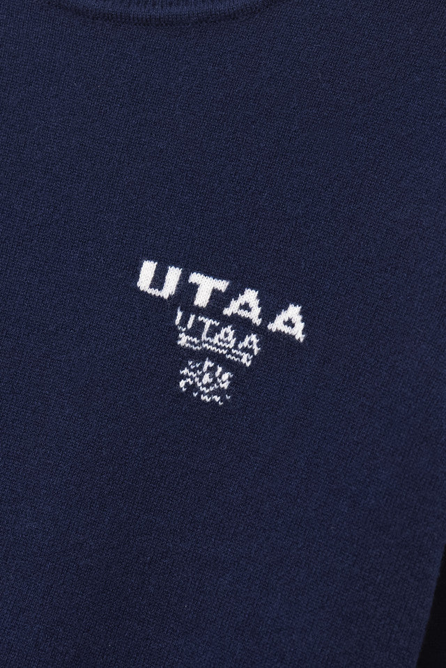 UTAA ローレルシンボルカシミヤブレンドニットプルオーバー ネイビー:レディース