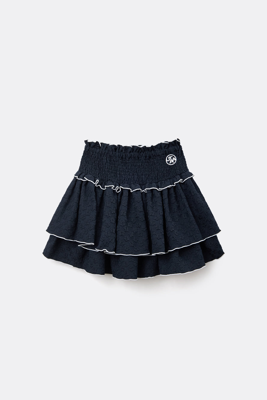 UTAA ブルームフローラルレースラッフルスカート ネイビー