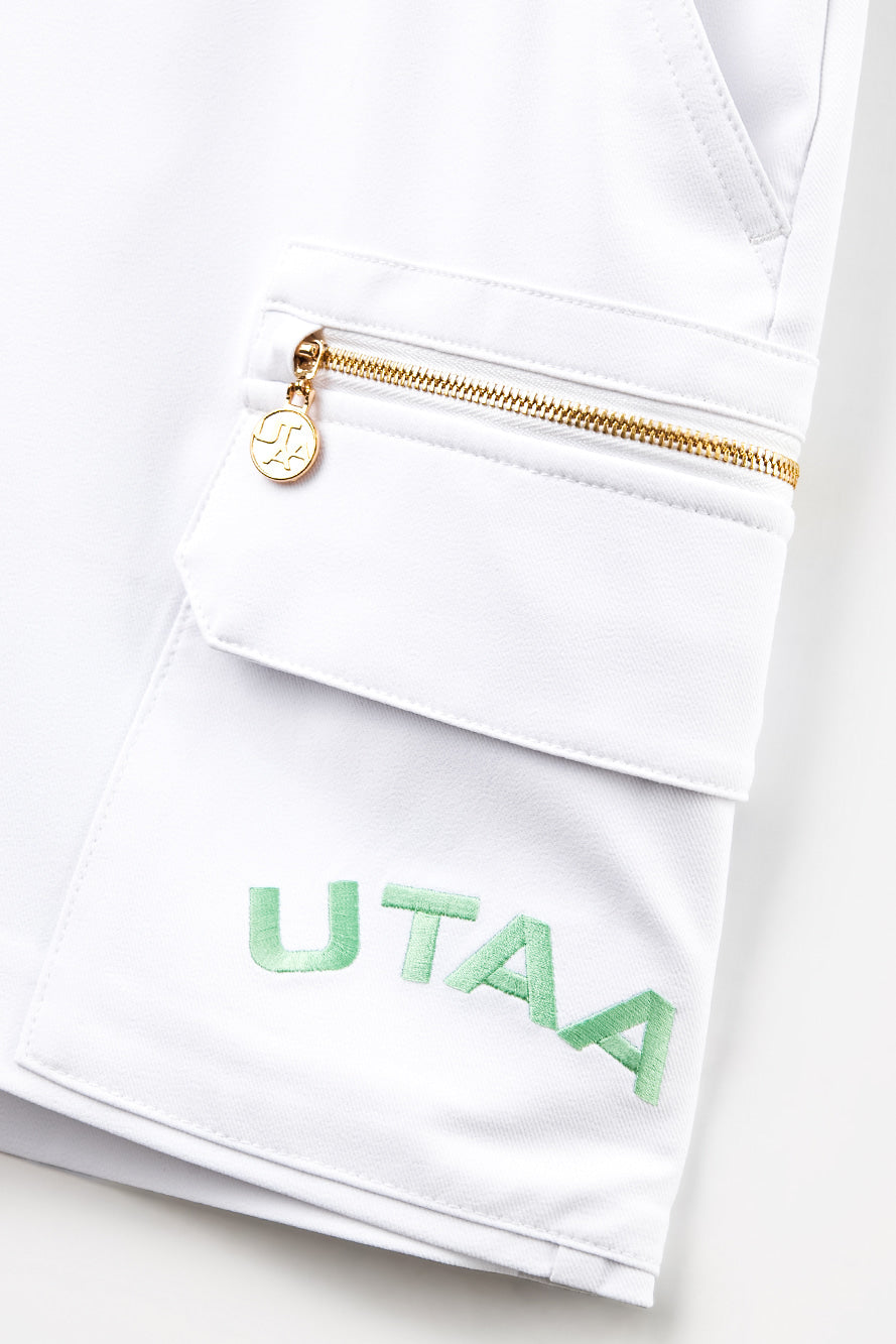 UTAA プリズムゴールデンパンサーアウトポケットショートパンツ ホワイト:レディース