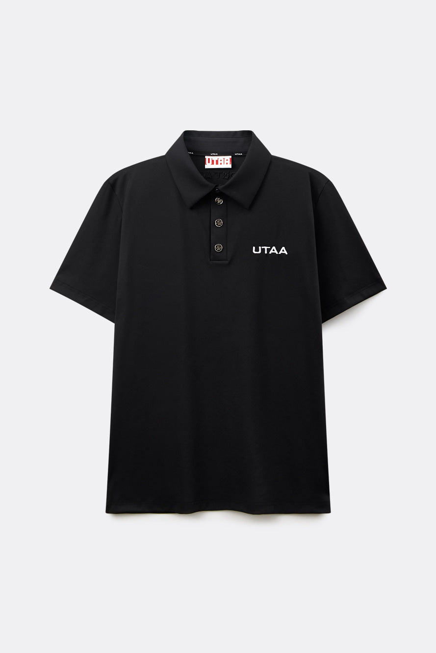 UTAA タイポカラーロゴPKシャツ ブラック:メンズ