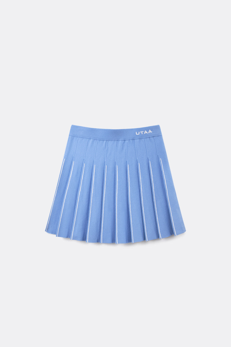 UTAA ブリーズクラシックニットプリーツスカート スカイブルー