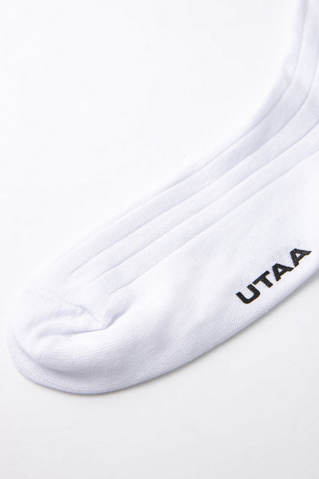 UTAA リボンタイコットンニーソックス ホワイト:レディース