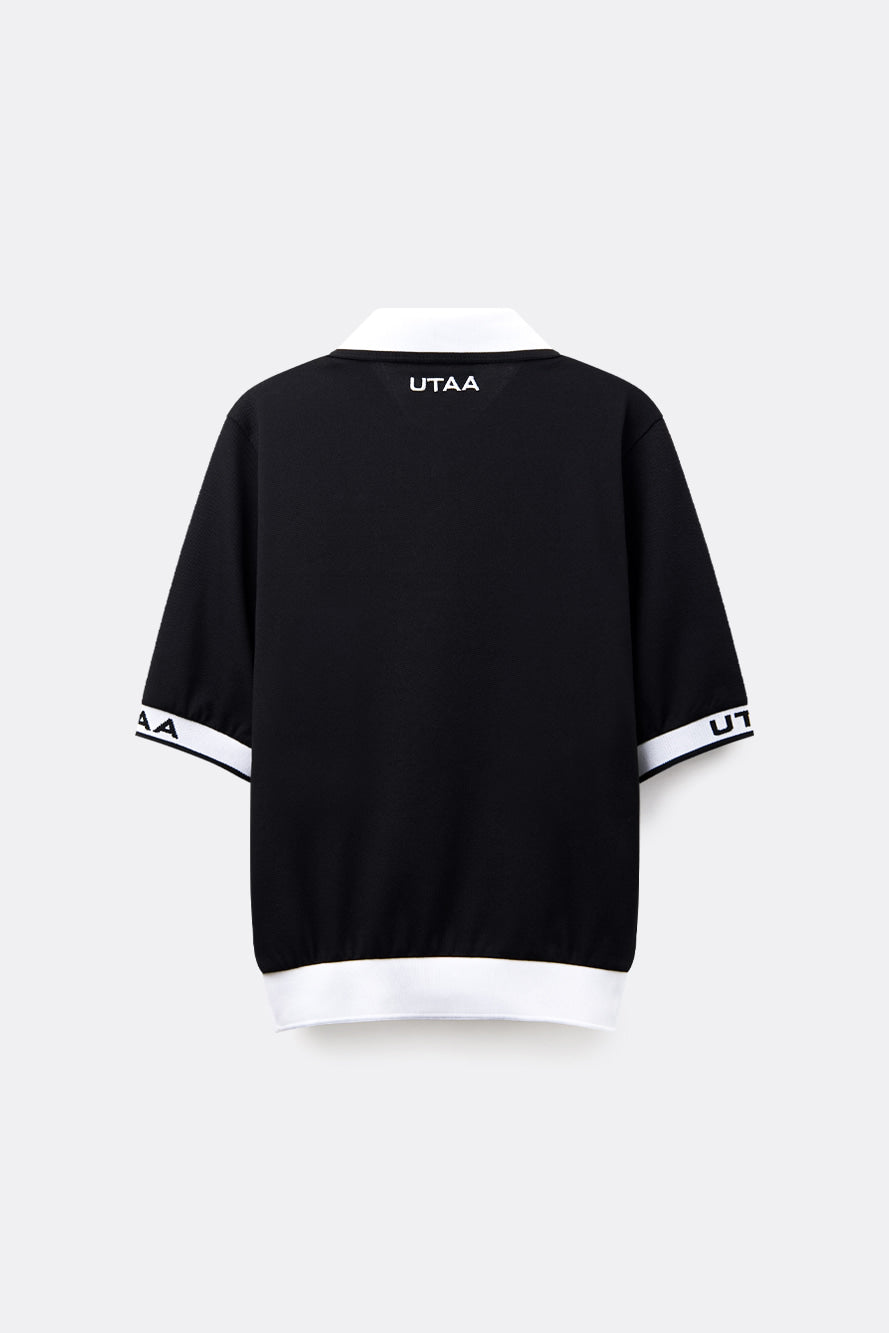 UTAA ヘイズカラータイポPKシャツ ブラック:レディース