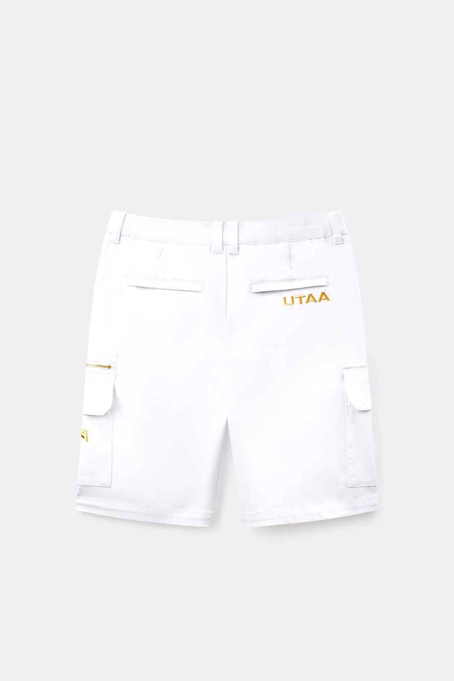 UTAA プリズムゴールデンパンサーアウトポケットショートパンツ ホワイト:メンズ