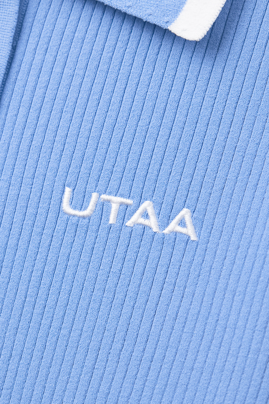 UTAA ブリーズクラシックカラーリブニットスリーブ スカイブルー:レディース