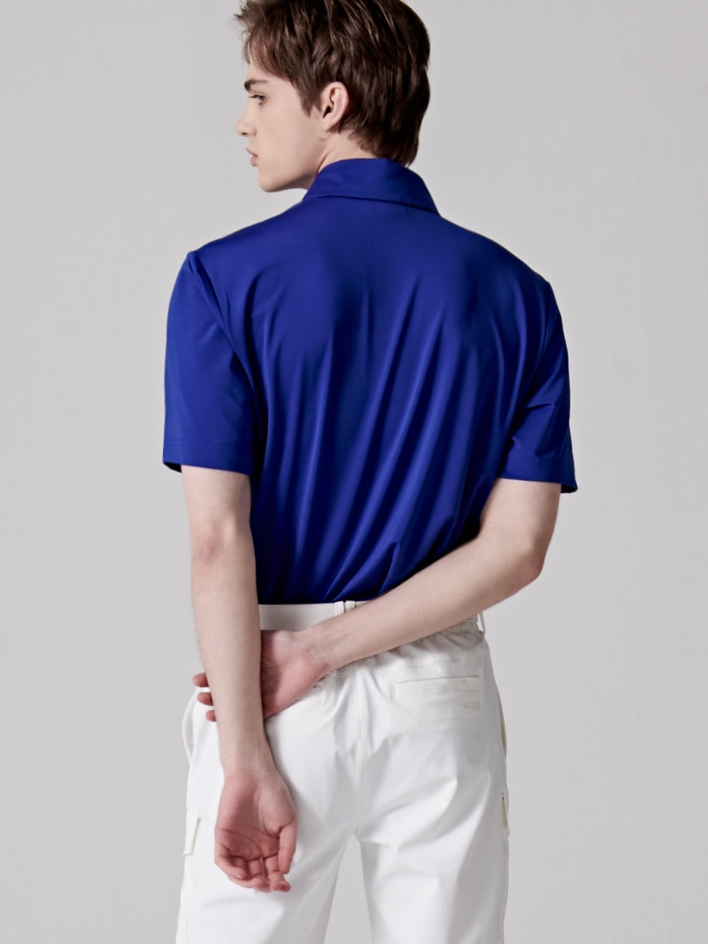 UTAA スイングフィットシンボルPKシャツ ブルー:メンズ