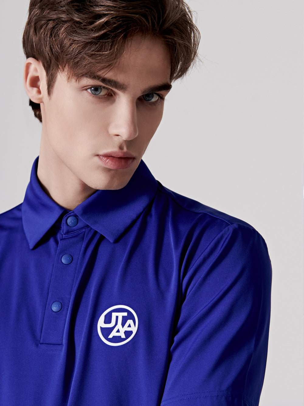 UTAA スイングフィットシンボルPKシャツ ブルー:メンズ