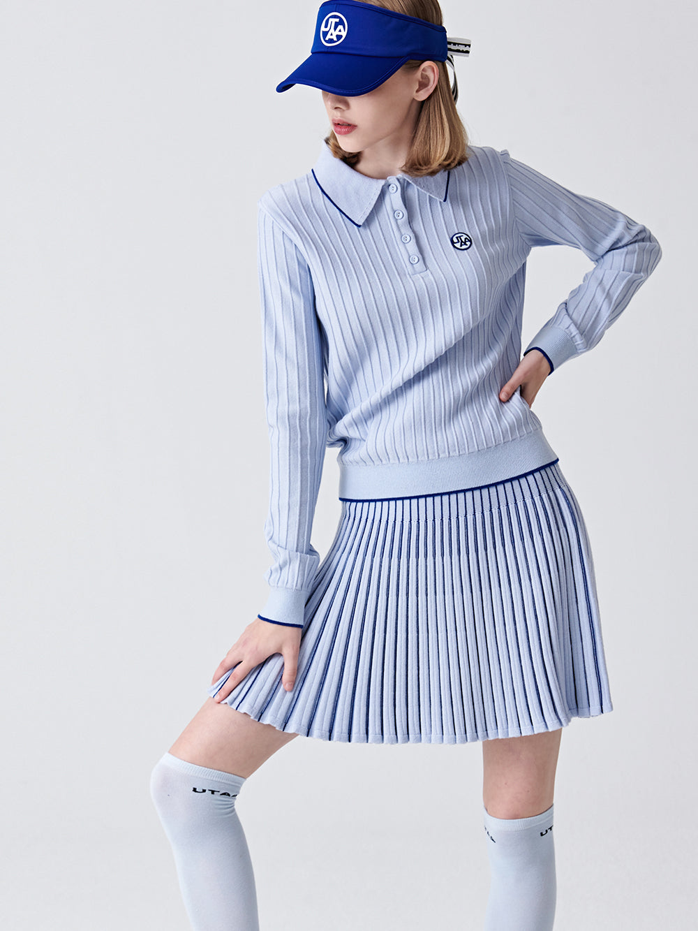 ユタ バーティカルストライププリーツロングスカート