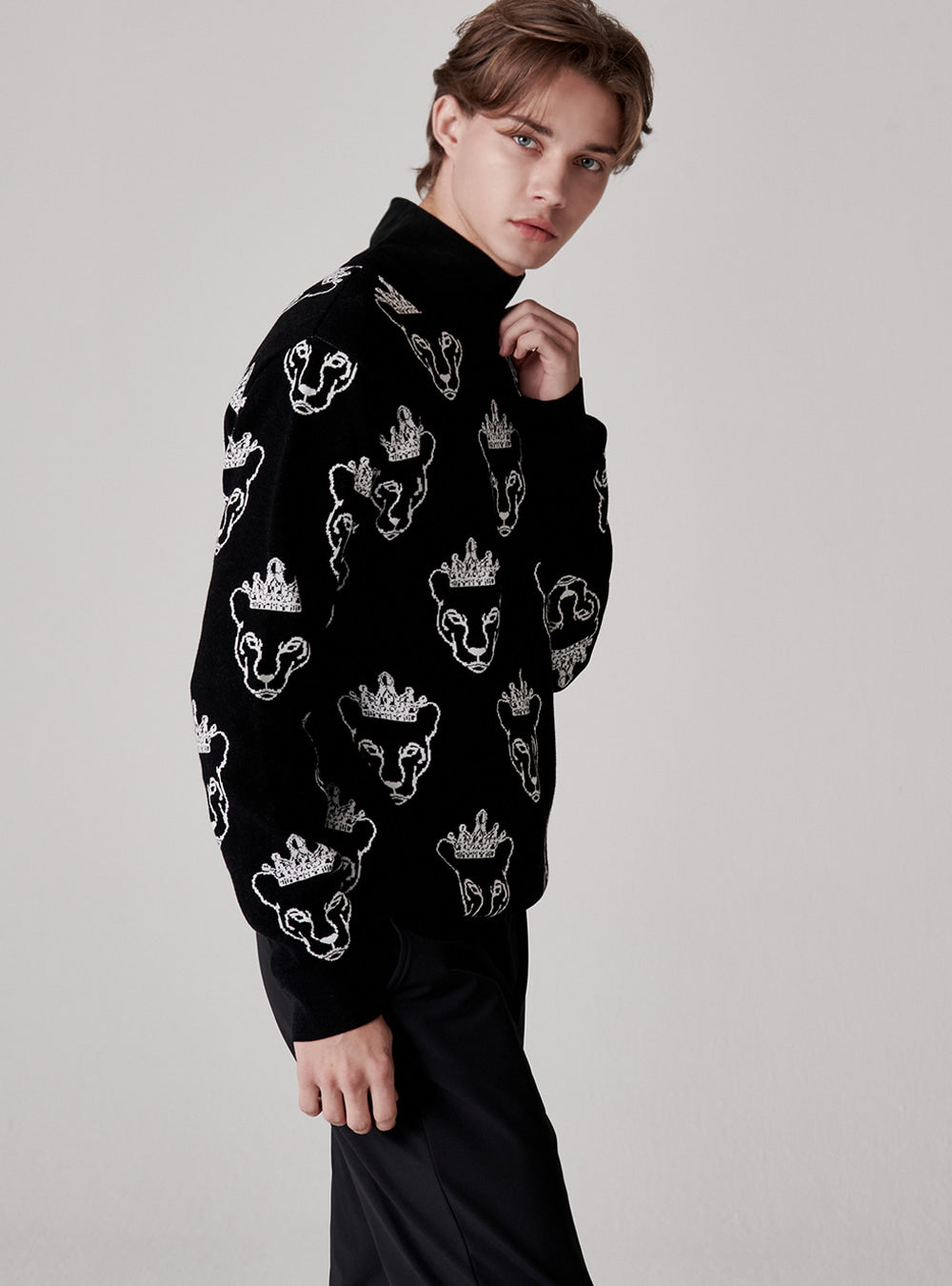 ユタ クラウンパンサーワッペンパターンニット (男性用)