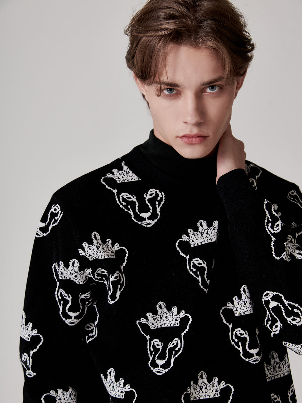 ユタ クラウンパンサーワッペンパターンニット (男性用)