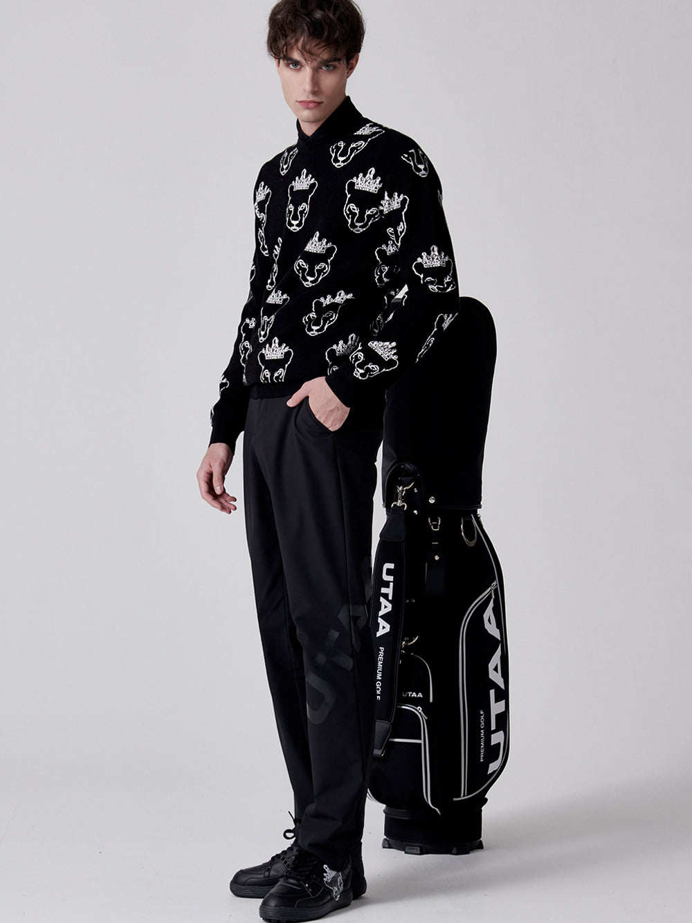 ユタ クラウンパンサーワッペンパターンニット (男性用)