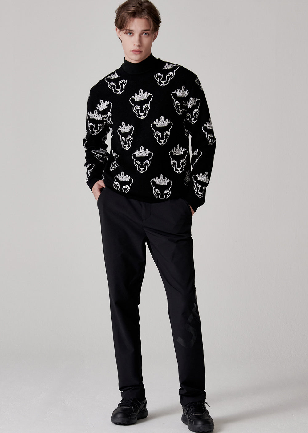 ユタ クラウンパンサーワッペンパターンニット (男性用)