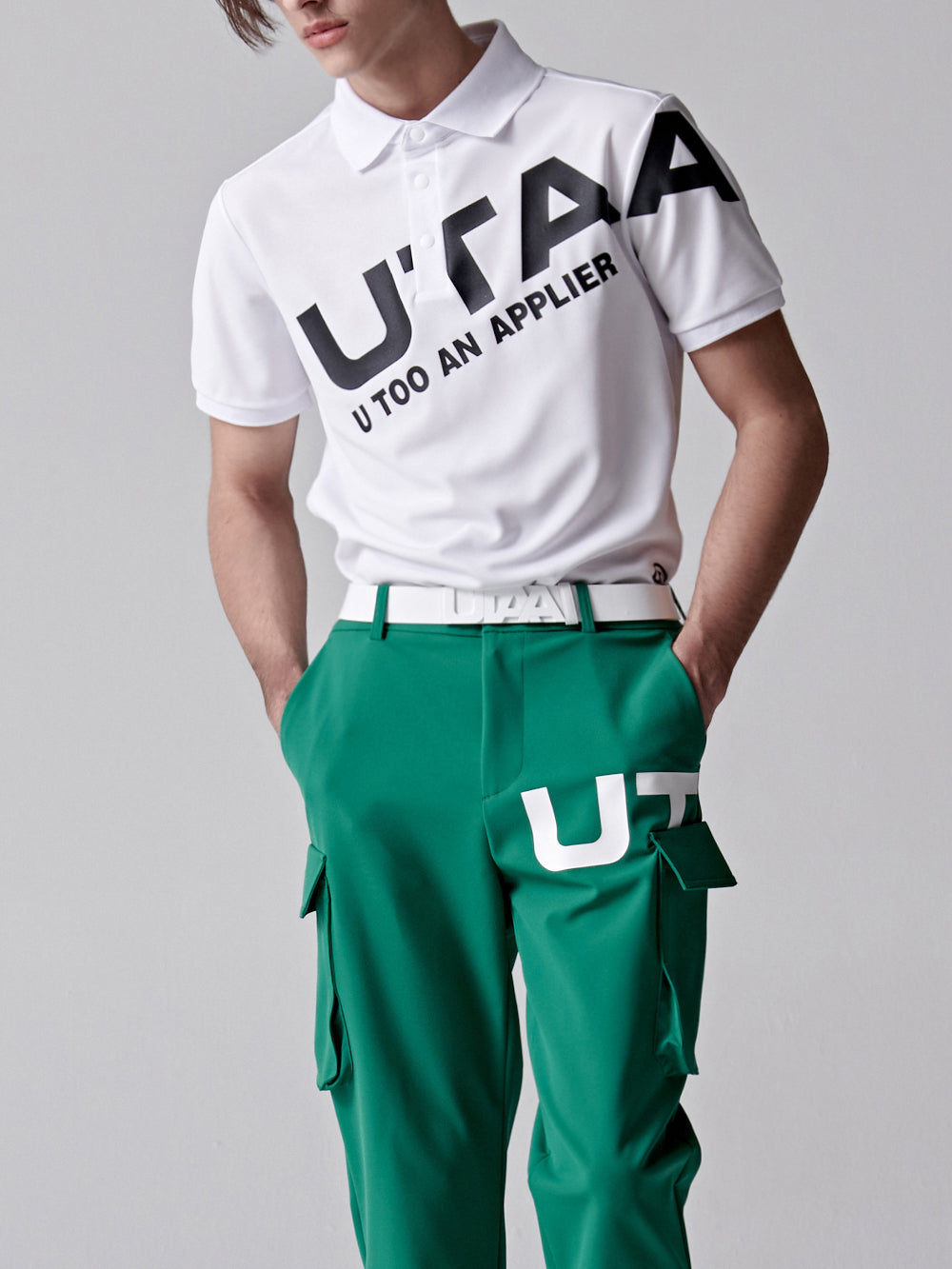 UTAA ロゴバウンスPKTシャツ ホワイト : Men's