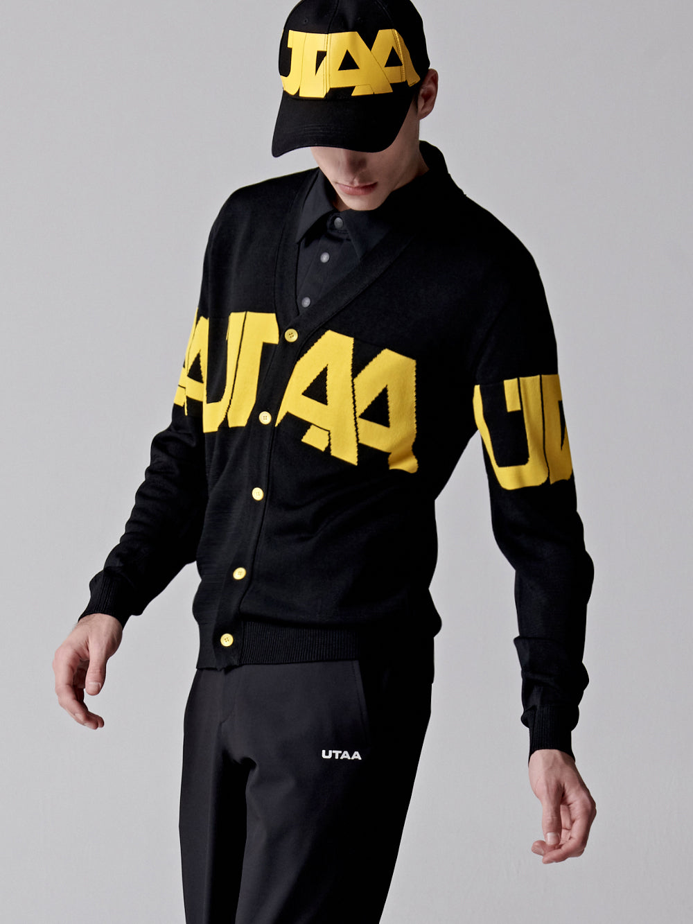UTAA ミッドデーロゴニットカーディガン ブラック : Men's
