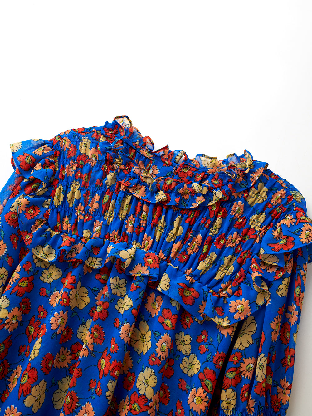 UTAA カラーポップFlowershirringブラウス ブルー : Women's