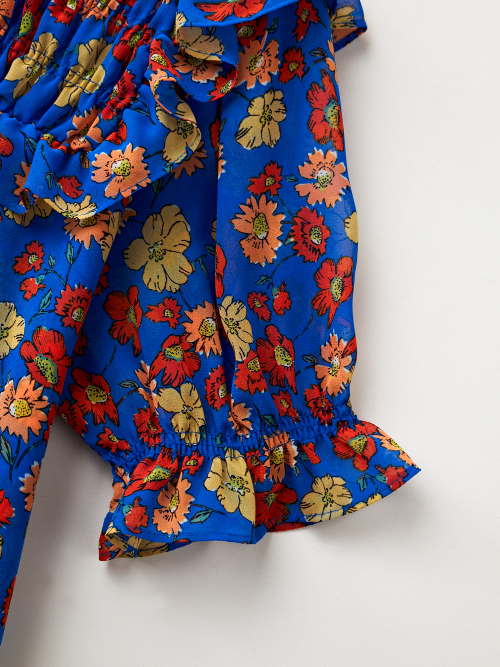 UTAA カラーポップFlowershirringブラウス ブルー : Women's