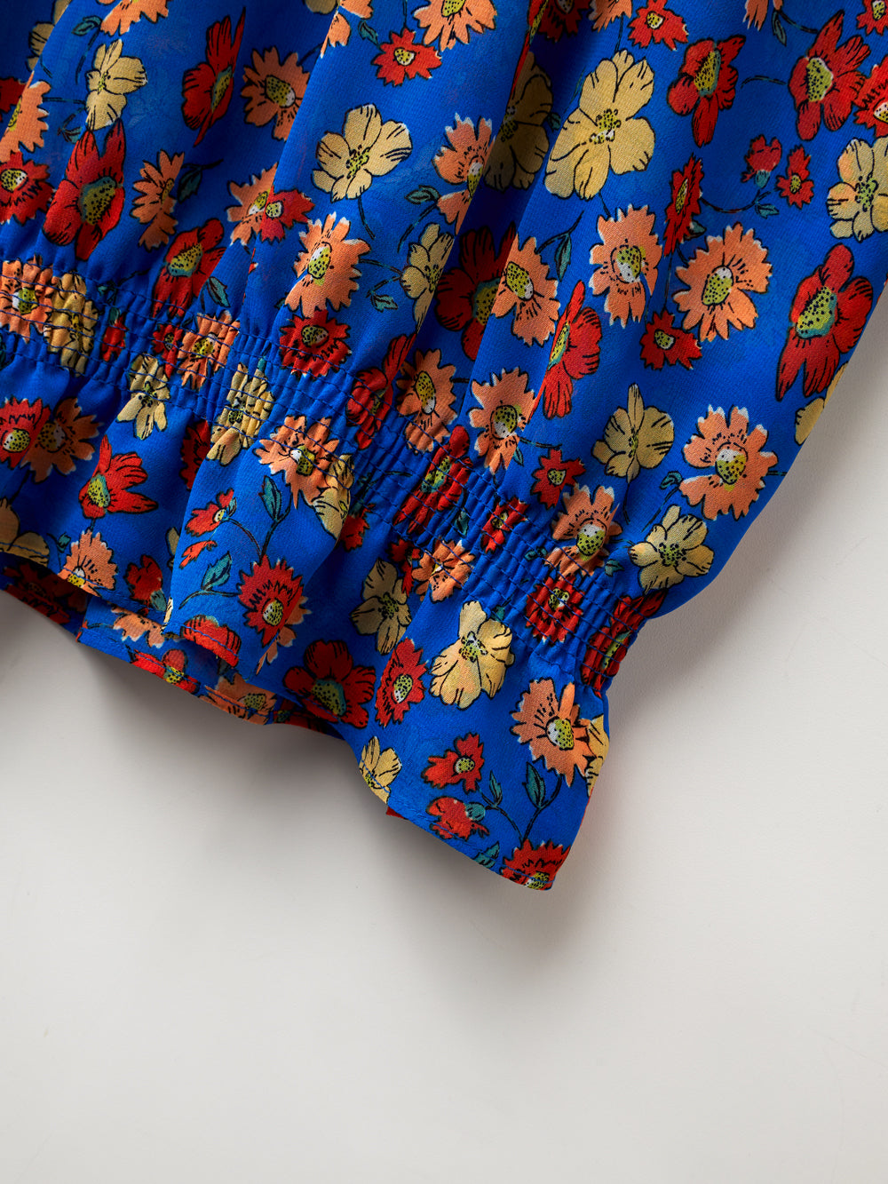 UTAA カラーポップFlowershirringブラウス ブルー : Women's