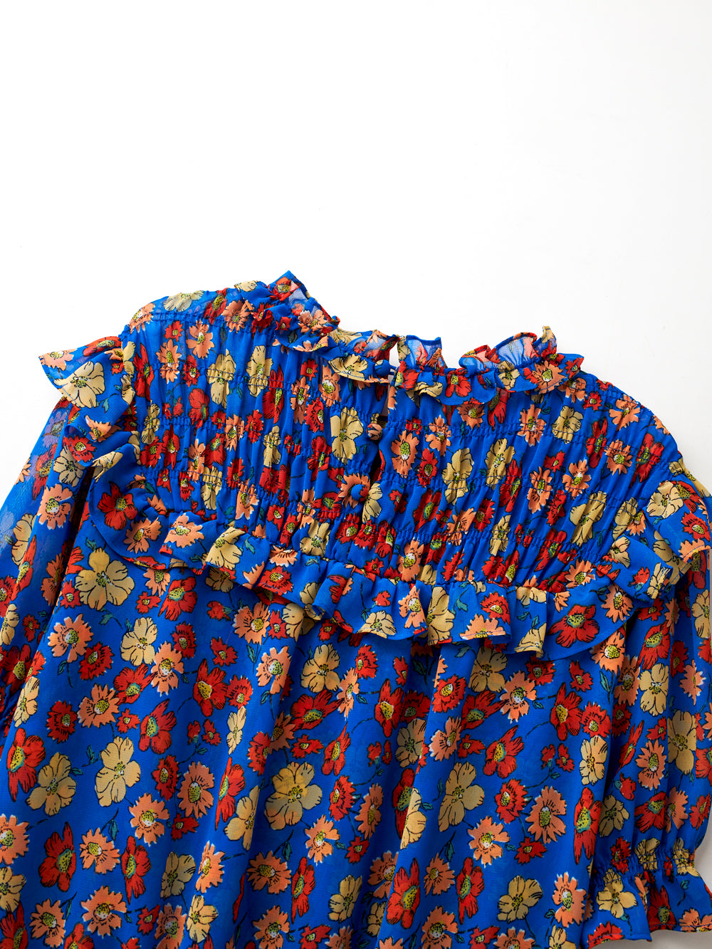 UTAA カラーポップFlowershirringブラウス ブルー : Women's