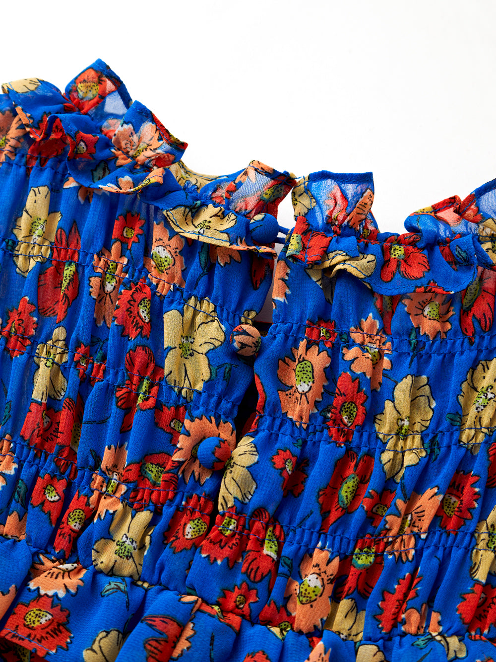 UTAA カラーポップFlowershirringブラウス ブルー : Women's