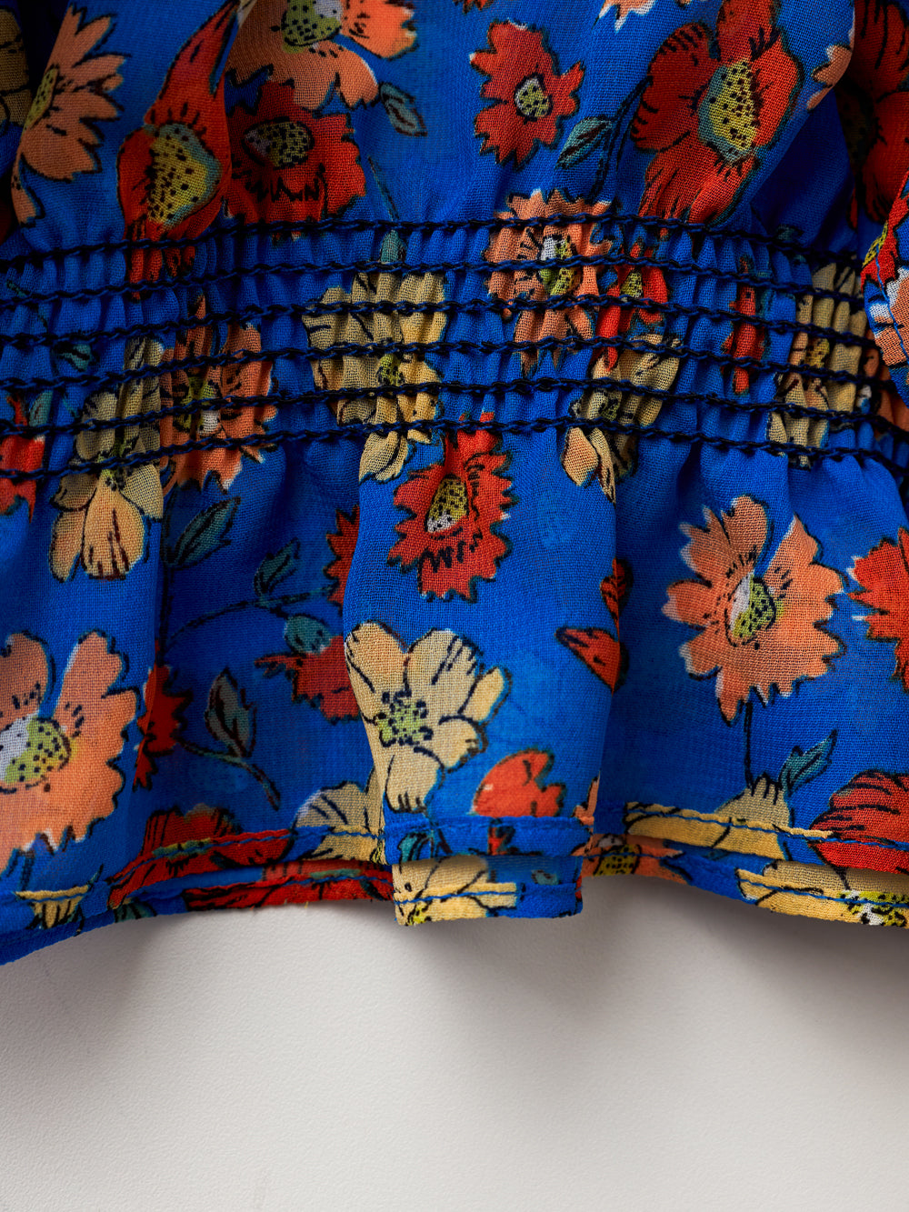 UTAA カラーポップFlowershirringブラウス ブルー : Women's