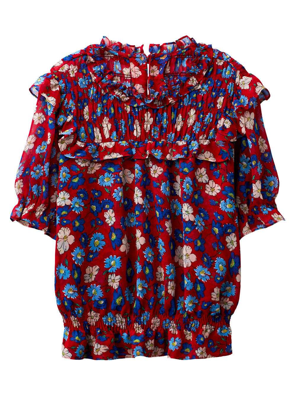 UTAA カラーポップFlowershirringブラウス レッド : Women's