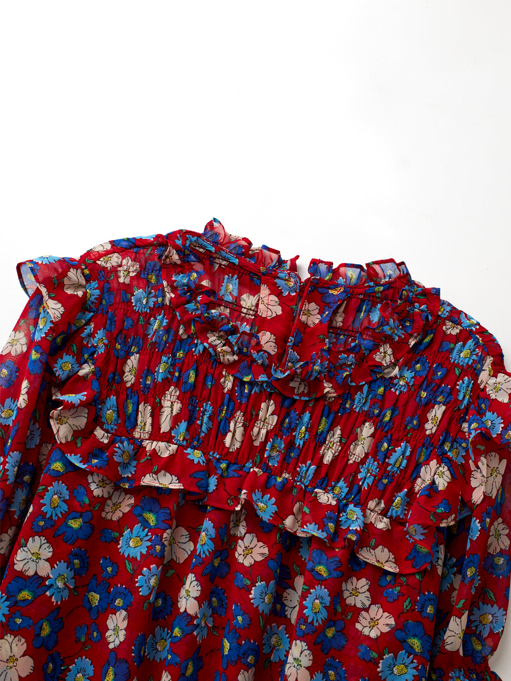 UTAA カラーポップFlowershirringブラウス レッド : Women's