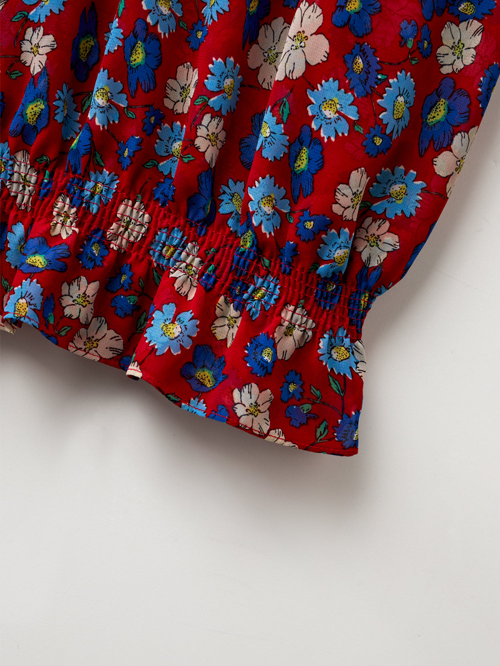 UTAA カラーポップFlowershirringブラウス レッド : Women's