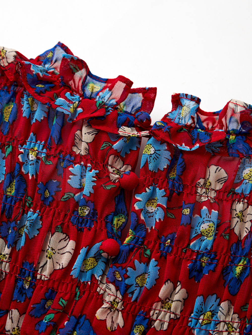 UTAA カラーポップFlowershirringブラウス レッド : Women's